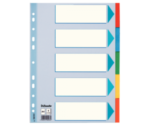 Separatoare Esselte, carton, A4, 5 taste, multicolor