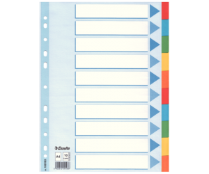Separatoare Esselte, carton, A4, 10 taste, multicolor