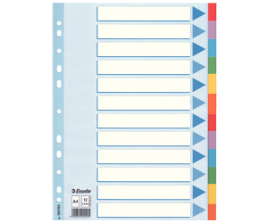 Separatoare Esselte, carton, A4, 12 taste, multicolor
