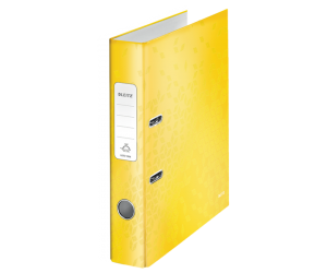 Biblioraft Leitz 180° WOW, carton laminat, A4, 52 mm, galben Biblioraft Leitz 180° WOW, carton laminat, A4, 52 mm, galben