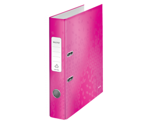 Biblioraft Leitz 180° WOW, carton laminat, A4, 52 mm, roz  Biblioraft Leitz 180° WOW, carton laminat, A4, 52 mm, roz