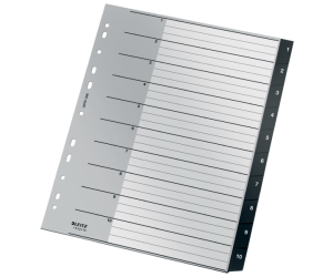 Index Leitz Recycle, PP reciclat, A4, 1-10, negru