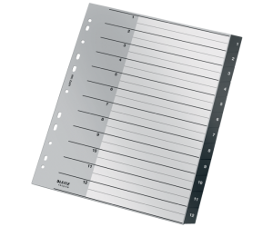 Index Leitz Recycle, PP reciclat, A4, 1-12, negru