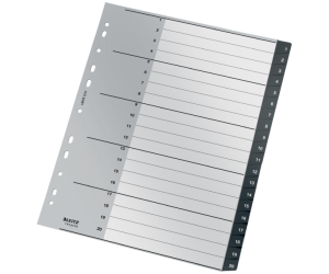 Index Leitz Recycle, PP reciclat, A4, 1-20, negru