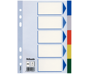Separatoare Esselte, plastic, A5, 5 taste, multicolor