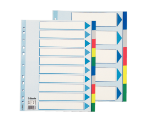 Separatoare Esselte, plastic, A4 MAXI, 10 taste, multicolor
