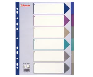 Separatoare Esselte, plastic, A4 MAXI, 1-6, multicolor