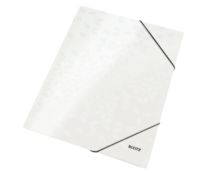 Mapa cu elastic Leitz WOW, carton laminat, A4, 250 coli, alb 