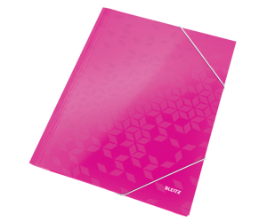 Mapa cu elastic Leitz WOW, carton laminat, A4, 250 coli, roz 