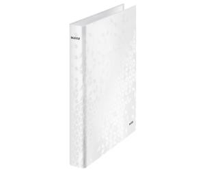 Caiet mecanic Leitz WOW, carton laminat, A4, mecanism 4DR, inel 25 mm, alb  Caiet mecanic Leitz WOW, carton laminat, A4, mecanism 4DR, inel 25 mm, alb