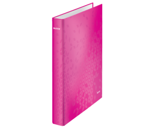 Caiet mecanic Leitz WOW, carton laminat, A4, mecanism 4DR, inel 25 mm, roz  Caiet mecanic Leitz WOW, carton laminat, A4, mecanism 4DR, inel 25 mm, roz