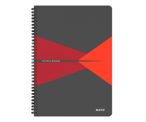 Caiet de birou Leitz Office, PP, A4, 90 coli, cu spira, matematica, rosu