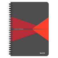 Caiet de birou Leitz Office, PP, A5, 90 coli, cu spira, matematica, rosu