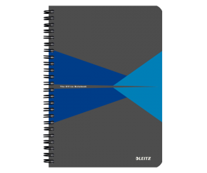 Caiet de birou Leitz Office, PP, A5, 90 coli, cu spira, dictando, albastru