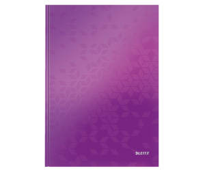 Caiet de birou Leitz WOW, carton laminat, coperta dura, A4, 80 coli, matematica, mov 