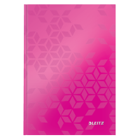 Caiet de birou Leitz WOW, carton laminat, coperta dura, A5, 80 coli, matematica, roz 