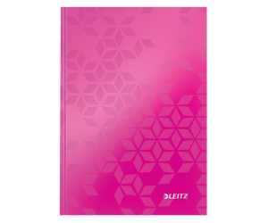Caiet de birou Leitz WOW, carton laminat, coperta dura, A5, 80 coli, matematica, roz 