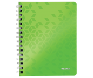 Caiet de birou Leitz WOW, PP, A5, 80 coli, cu spira, dictando, verde 