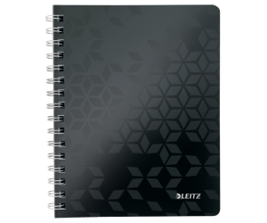 Caiet de birou Leitz WOW, PP, A5, 80 coli, cu spira, dictando, negru