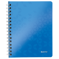 Caiet de birou Leitz WOW, PP, A5, 80 coli, cu spira, matematica, albastru 