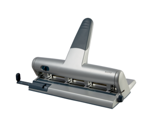 Perforator metalic Leitz 5114 pentru 4 perforatii, distante reglabile, 30 coli, argintiu