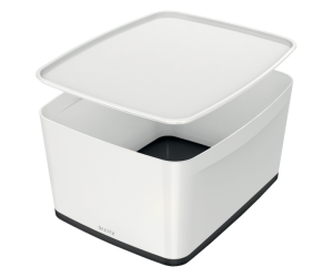 Cutie depozitare Leitz MyBox, cu capac, mare, culori duale, alb-negru