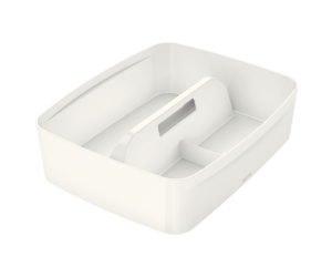 Cutie depozitare Leitz MyBox Organiser, 3 compartimente, cu maner, mare, alb