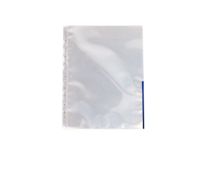 Folie de protectie Esselte, A4, deschidere superioara si lateral dreapta, margine albastra, 105 mic, 100 buc/set, cristal Folie de protectie Esselte, A4, deschidere superioara si lateral dreapta, margine albastra, 105 mic, 100 buc/set, cristal