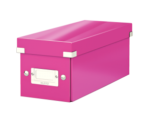 Cutie depozitare Leitz WOW Click & Store, carton laminat, pentru CD-uri, roz