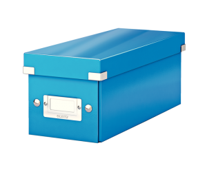 Cutie depozitare Leitz WOW Click & Store, carton laminat, pentru CD-uri, albastru