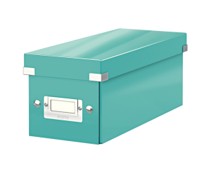 Cutie depozitare Leitz WOW Click & Store, carton laminat, pentru CD-uri, turcoaz