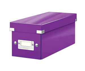 Cutie depozitare Leitz WOW Click & Store, carton laminat, pentru CD-uri, mov