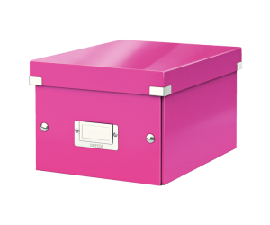 Cutie depozitare Leitz WOW Click & Store, carton laminat, mica, roz