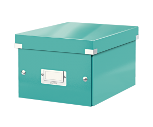 Cutie depozitare Leitz WOW Click & Store, carton laminat, mica, turcoaz