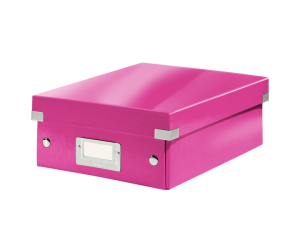 Cutie depozitare Leitz WOW Click & Store Organizer, carton laminat, mica, roz