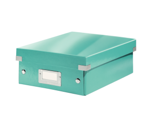Cutie depozitare Leitz WOW Click & Store Organizer, carton laminat, mica, turcoaz