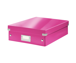 Cutie depozitare Leitz WOW Click & Store Organizer, carton laminat, medie, roz