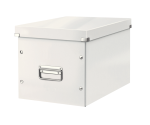 Cutie depozitare Leitz WOW Click & Store, carton laminat, Cub, mare, alb