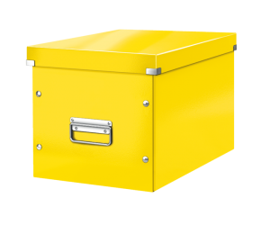 Cutie depozitare Leitz WOW Click & Store, carton laminat, Cub, mare, galben