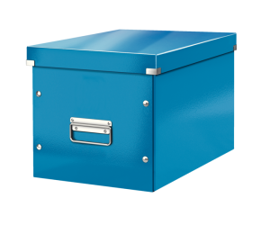 Cutie depozitare Leitz WOW Click & Store, carton laminat, Cub, mare, albastru