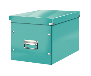 Cutie depozitare Leitz WOW Click & Store, carton laminat, Cub, mare, turcoaz