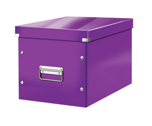 Cutie depozitare Leitz WOW Click & Store, carton laminat, Cub, mare, mov
