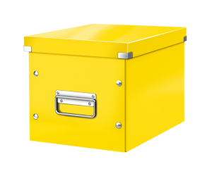 Cutie depozitare Leitz WOW Click & Store, carton laminat, Cub, medie, galben