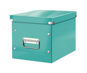 Cutie depozitare Leitz WOW Click & Store, carton laminat, Cub, medie, turcoaz