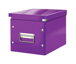 Cutie depozitare Leitz WOW Click & Store, carton laminat, Cub, medie, mov