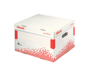 Container arhivare si transport Esselte Speedbox, cu capac, carton, dimensiune L, alb Container arhivare si transport Esselte Speedbox, cu capac, carton, dimensiune L, alb