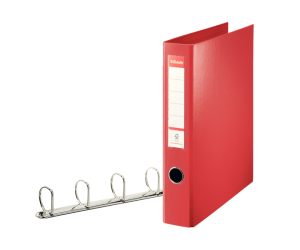 Caiet mecanic Esselte Jumbo, PP/PP, A4, mecanism 4DR, inel 40 mm, rosu